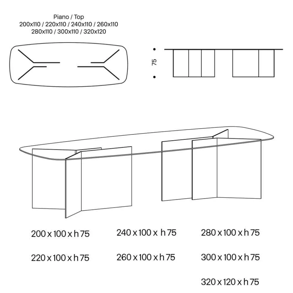 Viadurini Living Esstische Nach Mass|Esstische-Esstisch aus Glas mit rechteckiger Platte Made in Italy - Charles