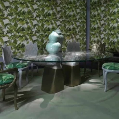 Viadurini Living Esstische-Esstisch aus Holz mit Tischplatte aus Glas, made in Italy, Bartolo