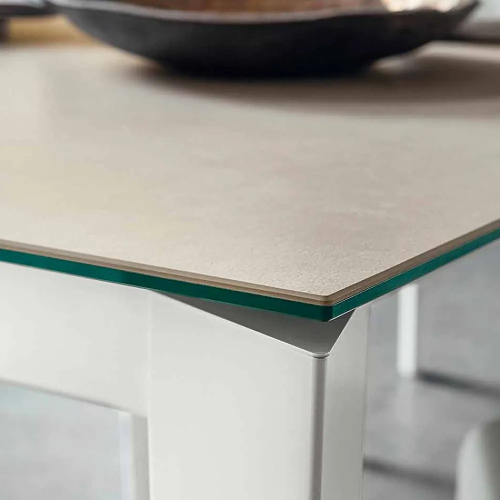 Viadurini Living Esstische-Esstisch aus Laminam und lackiertem Metall Made in Italy - Efisto