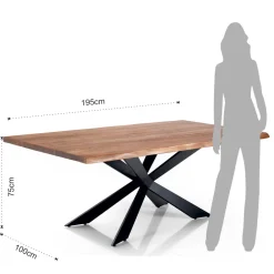 Viadurini Living Esstische-Esstisch aus massivem Akazienholz und Stahl – Phosphor