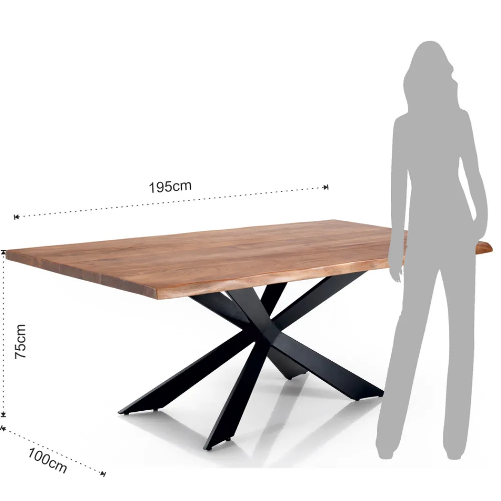 Viadurini Living Esstische-Esstisch aus massivem Akazienholz und Stahl – Phosphor
