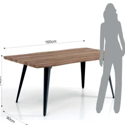 Viadurini Living Esstische-Esstisch aus Mdf Eiche und mattschwarzem Stahl - Gherardo