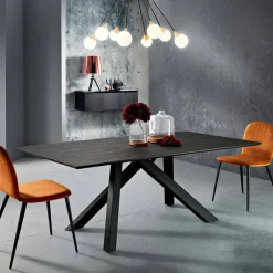 Viadurini Living Esstische-Esstisch aus MDF-Holz und Metall made in Italy, Wilmer