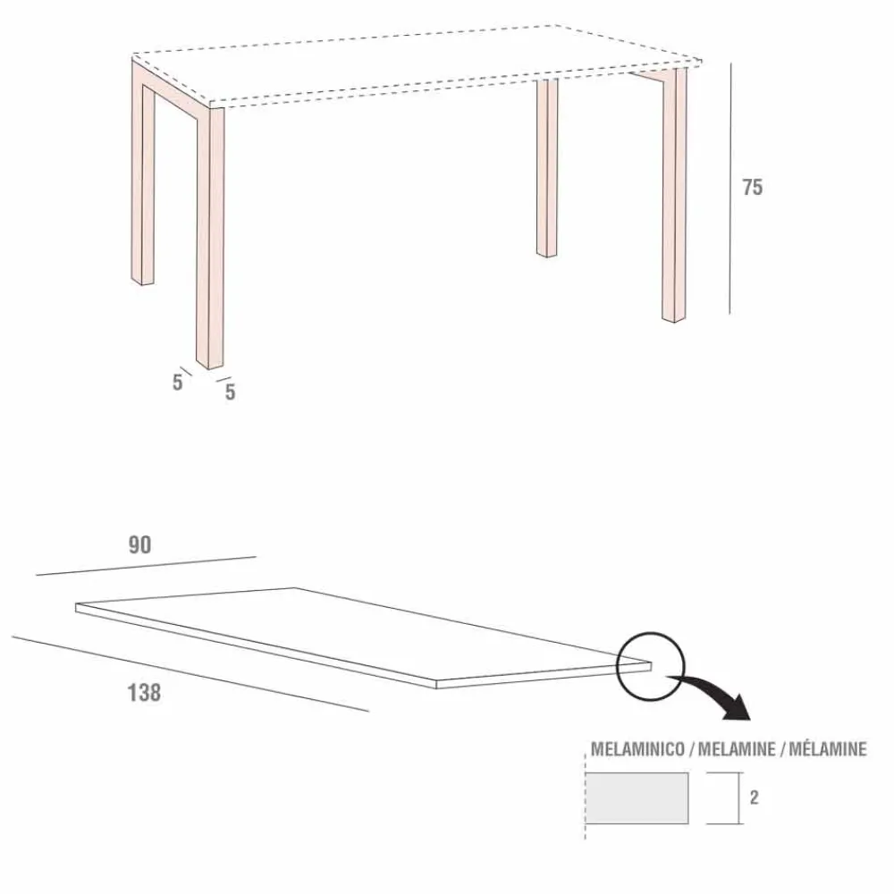Viadurini Living Ausziehbare Esstische-Esstisch aus Melamin und lackiertem Metall Made in Italy - Remigio