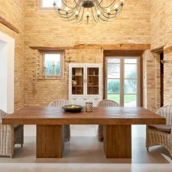 Viadurini Living Esstische-Esstisch aus recyceltem Tropenholz mit doppelter Basis - Slide