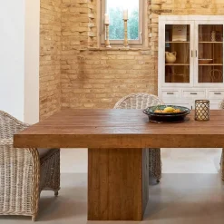 Viadurini Living Esstische-Esstisch aus recyceltem Tropenholz mit doppelter Basis - Slide