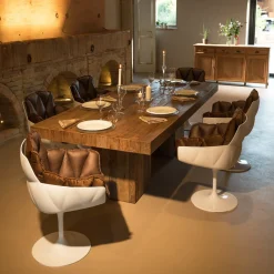 Viadurini Living Esstische-Esstisch aus recyceltem Tropenholz mit doppelter Basis - Slide