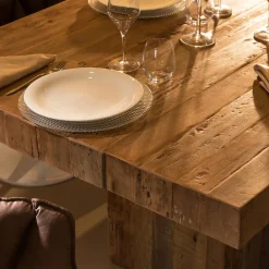 Viadurini Living Esstische-Esstisch aus recyceltem Tropenholz mit doppelter Basis - Slide