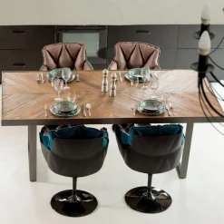 Viadurini Living Esstische-Esstisch aus recyceltem Tropenholz und Metallbeinen – Slide