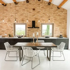 Viadurini Living Esstische-Esstisch aus recyceltem Tropenholz und Metallbeinen – Slide