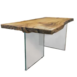 Viadurini Living Esstische Nach Mass|Esstische-Esstisch aus Secular Oak und Crystal Base Made in Italy - Dite