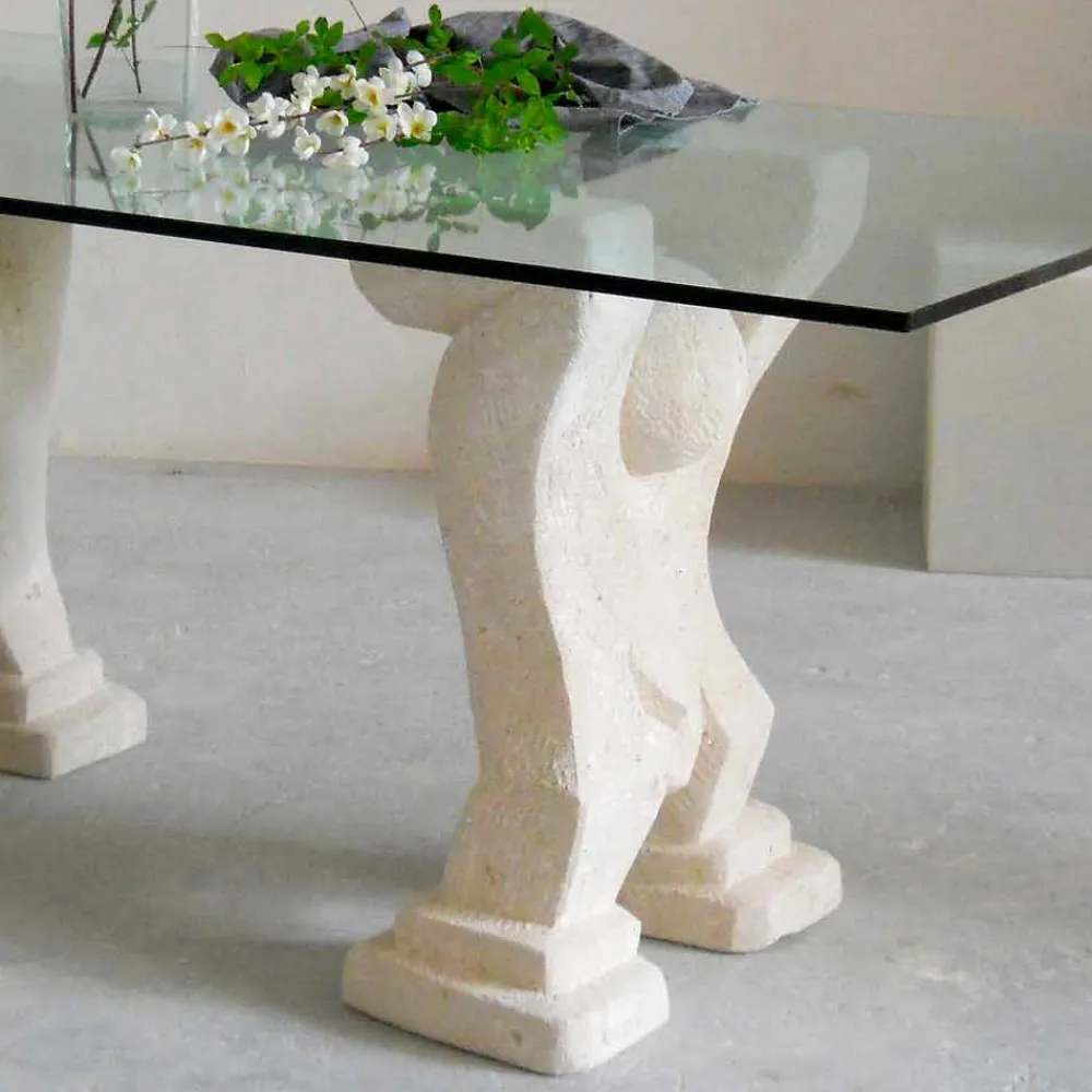 Viadurini Living Esstische Nach Mass|Esstische-Esstisch aus Stein und Kristall in modernem Design Medusa