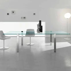 Viadurini Living Esstische Nach Mass|Esstische-Esstisch aus transparentem Glas und Metall verschiedene Farben Made in Italy - Aschio