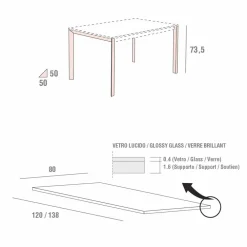 Viadurini Living Esstische-Esstisch aus weißem Glas und lackiertem Metall Made in Italy - Brooch