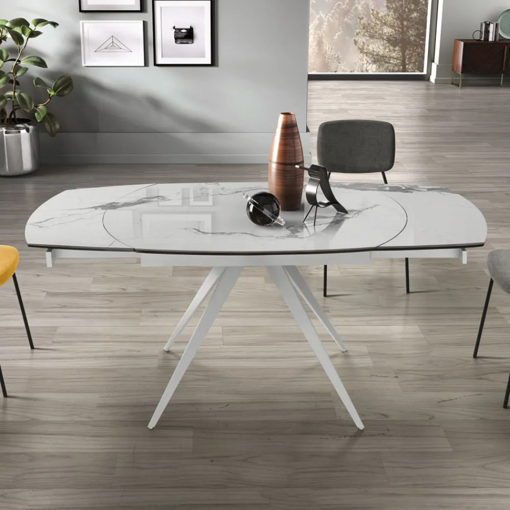 Viadurini Living Ausziehbare Esstische-Esstisch ausziehbar auf 180 cm in Grès mit Metallfuß - Beatriz