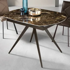 Viadurini Living Ausziehbare Esstische-Esstisch ausziehbar auf 180 cm in Grès mit Metallfuß - Beatriz