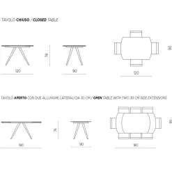 Viadurini Living Ausziehbare Esstische-Esstisch ausziehbar auf 180 cm in Grès mit Metallfuß - Beatriz