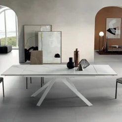 Viadurini Living Ausziehbare Esstische-Esstisch ausziehbar auf 240 cm Marmoroptik und Metallstruktur - Yvan
