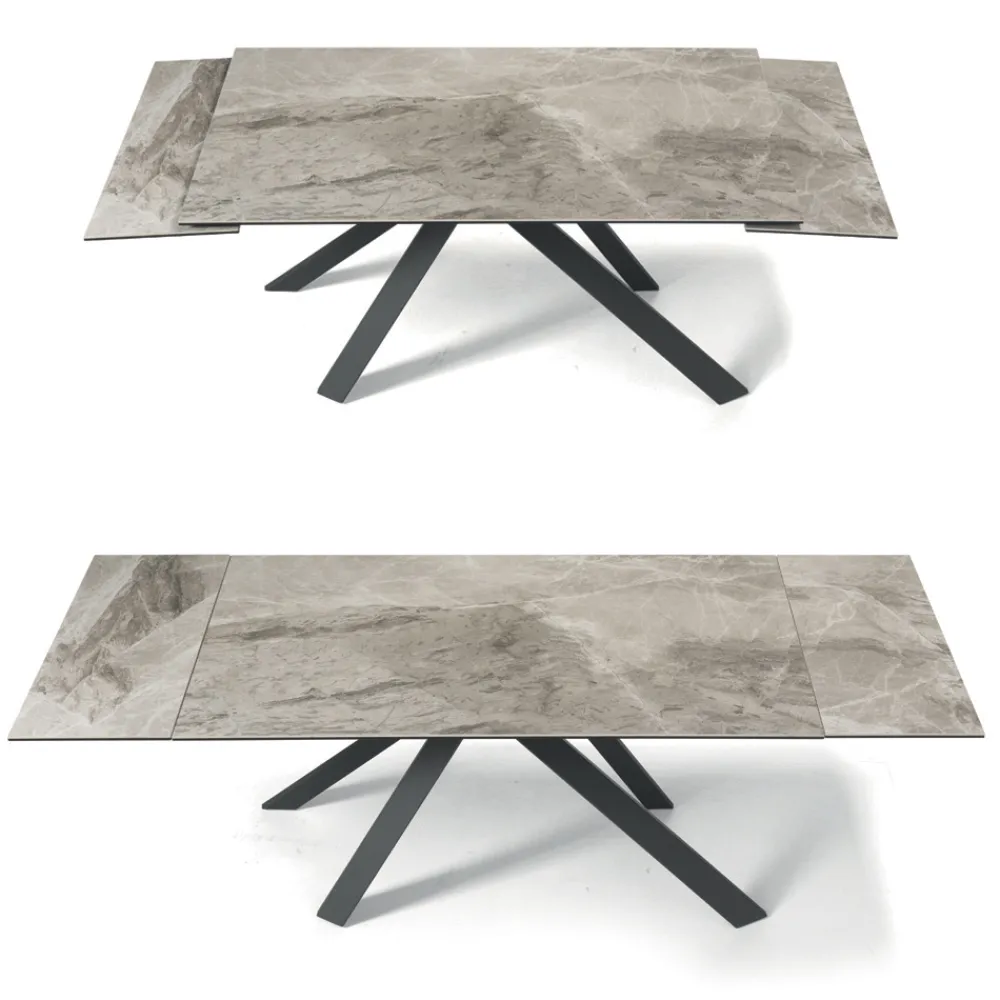 Viadurini Living Ausziehbare Esstische-Esstisch ausziehbar auf 240 cm Marmoroptik und Metallstruktur - Yvan
