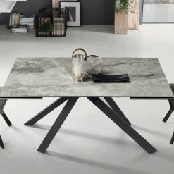Viadurini Living Ausziehbare Esstische-Esstisch ausziehbar auf 240 cm Marmoroptik und Metallstruktur - Yvan