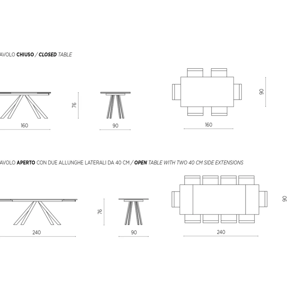 Viadurini Living Ausziehbare Esstische-Esstisch ausziehbar auf 240 cm Marmoroptik und Metallstruktur - Yvan