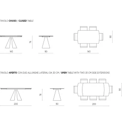 Viadurini Living Ausziehbare Esstische-Esstisch ausziehbar auf 200 cm mit Platte aus Feinsteinzeug - Borgona