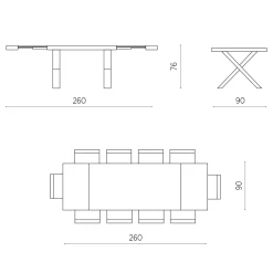Viadurini Living Ausziehbare Esstische-Esstisch ausziehbar auf 260 cm Moderne Betonoptik - Lenova