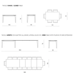 Viadurini Living Ausziehbare Esstische-Esstisch ausziehbar auf 380 cm aus Glas und Metall 16 Sitzplätze - Fiorentino