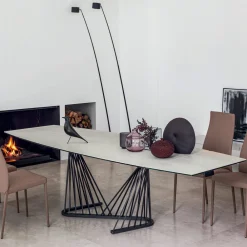 Viadurini Living Ausziehbare Esstische-Esstisch ausziehbar bis 290 cm in Metall- und Keramikplatte - Ricolo