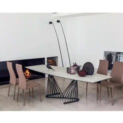 Viadurini Living Ausziehbare Esstische-Esstisch ausziehbar bis 290 cm in Metall- und Keramikplatte - Ricolo