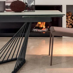 Viadurini Living Ausziehbare Esstische-Esstisch ausziehbar bis 290 cm in Metall- und Keramikplatte - Ricolo