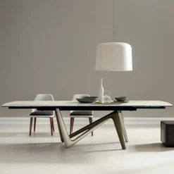 Viadurini Living Ausziehbare Esstische-Esstisch Ausziehbar bis 294 cm Polierte Keramik und Polyurethan - Stalto