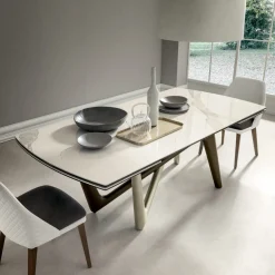 Viadurini Living Ausziehbare Esstische-Esstisch Ausziehbar bis 294 cm Polierte Keramik und Polyurethan - Stalto