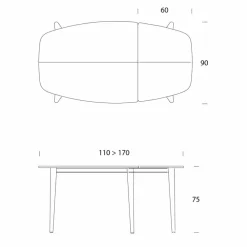 Viadurini Living Ausziehbare Esstische-Esstisch ausziehbar bis 170 cm aus furniertem Holz - Nutello