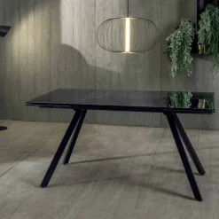Viadurini Living Ausziehbare Esstische-Esstisch ausziehbar bis cm 240 mit gehärtetem Glas in schwarz geräuchert - Fener