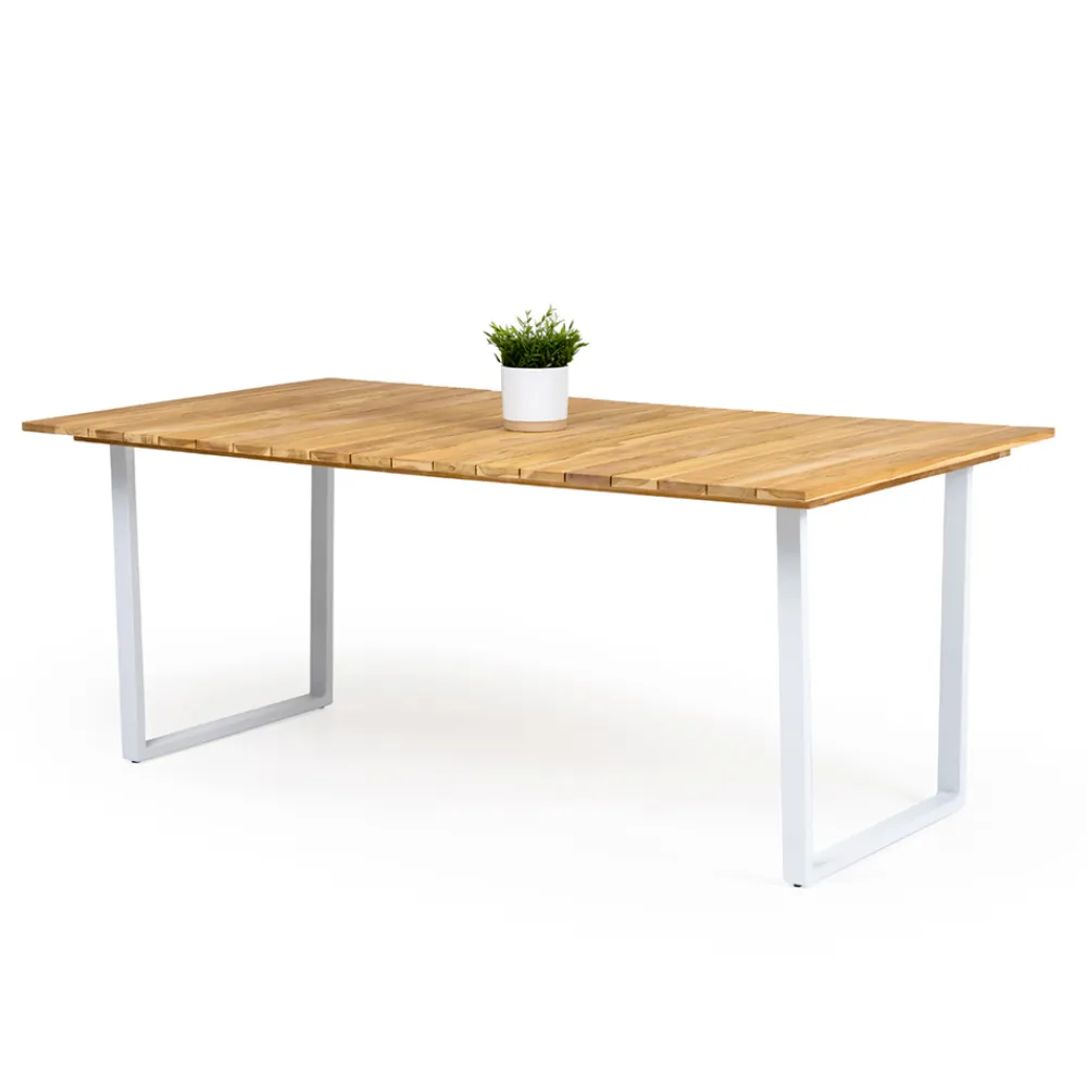 Viadurini in the Garden Gartentische Aus Teakholz-Esstisch für den Außenbereich mit gebürsteter natürlicher Teakholzplatte - Mistral