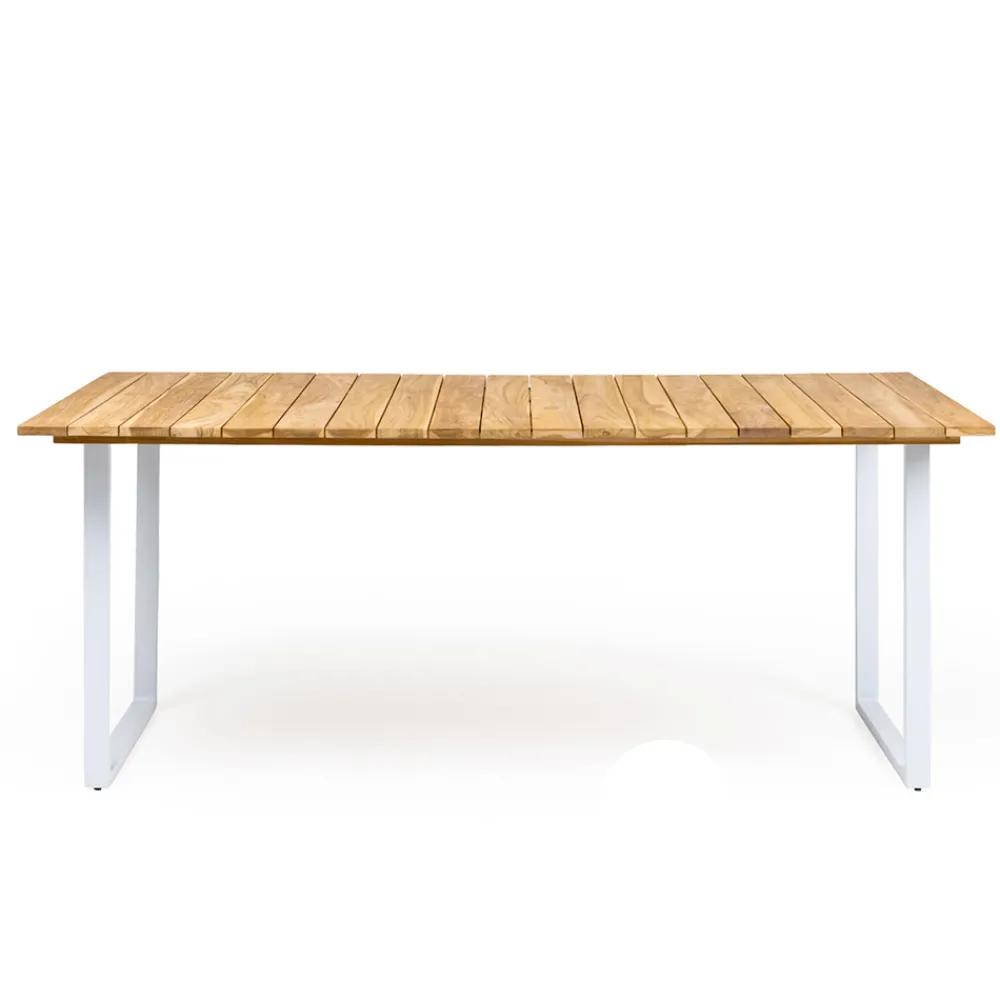 Viadurini in the Garden Gartentische Aus Teakholz-Esstisch für den Außenbereich mit gebürsteter natürlicher Teakholzplatte - Mistral