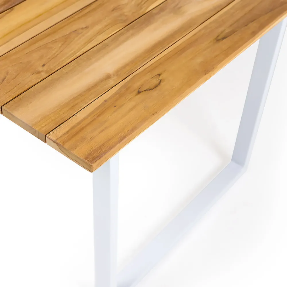 Viadurini in the Garden Gartentische Aus Teakholz-Esstisch für den Außenbereich mit gebürsteter natürlicher Teakholzplatte - Mistral