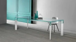 Viadurini Living Esstische Nach Mass|Esstische-Esstisch Glasplatte und Massivholzbasis Made in Italy - Presino