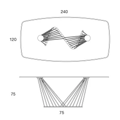 Viadurini Living Esstische-Esstisch Glasplatte und Metallseile Basis 2 Größen - Alariko