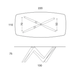 Viadurini Living Esstische-Esstisch Glasplatte und Polyurethanbeine 2 Größen - Stalto