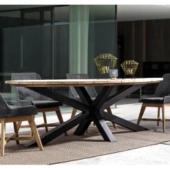 Viadurini in the Garden Gartentische Aus Teakholz-Esstisch im Freien mit ovaler Platte aus Teakholz, Homemotion - Selenia