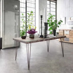 Viadurini Living Esstische-Esstisch im Industriestil mit Platte aus Mdf und Glas Homemotion - Brasilien