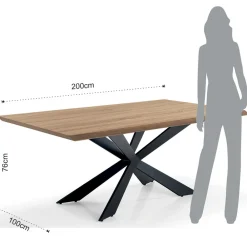 Viadurini Living Esstische-Esstisch in Mdf-Eichen-Finish und mattschwarzem Metall - Notino