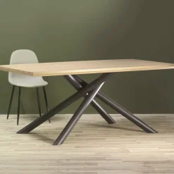 Viadurini Living Esstische-Esstisch in MDF-Holzoptik und schwarzem Metallgestell - Sunset