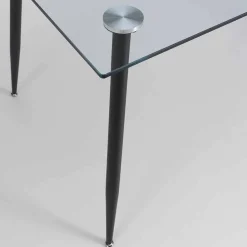 Viadurini Living Esstische-Esstisch in modernem Design aus gehärtetem Glas und schwarzem Metall - Foulard