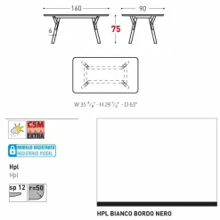 Varaschin Gartentische Fest-Esstisch Indoor und Outdoor H75 cm Link