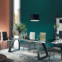 Viadurini Living Ausziehbare Esstische-Esstisch mit ausziehbarer Glasplatte, hergestellt in Italien – Antimo