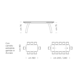 Viadurini Living Ausziehbare Esstische-Esstisch mit ausziehbarer Glasplatte, hergestellt in Italien – Antimo