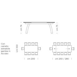 Viadurini Living Ausziehbare Esstische-Esstisch mit ausziehbarer Glasplatte, hergestellt in Italien – Antimo